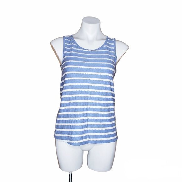 Modcloth Blue White Striped Soft Stretchy Tank Top Blouse - Picture 1 of 3